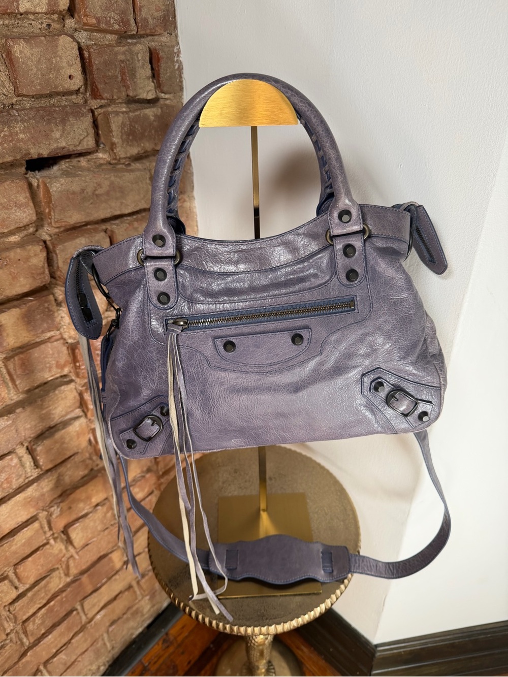 Balenciaga City Bag with strap and mirror - lavender/purple/grey